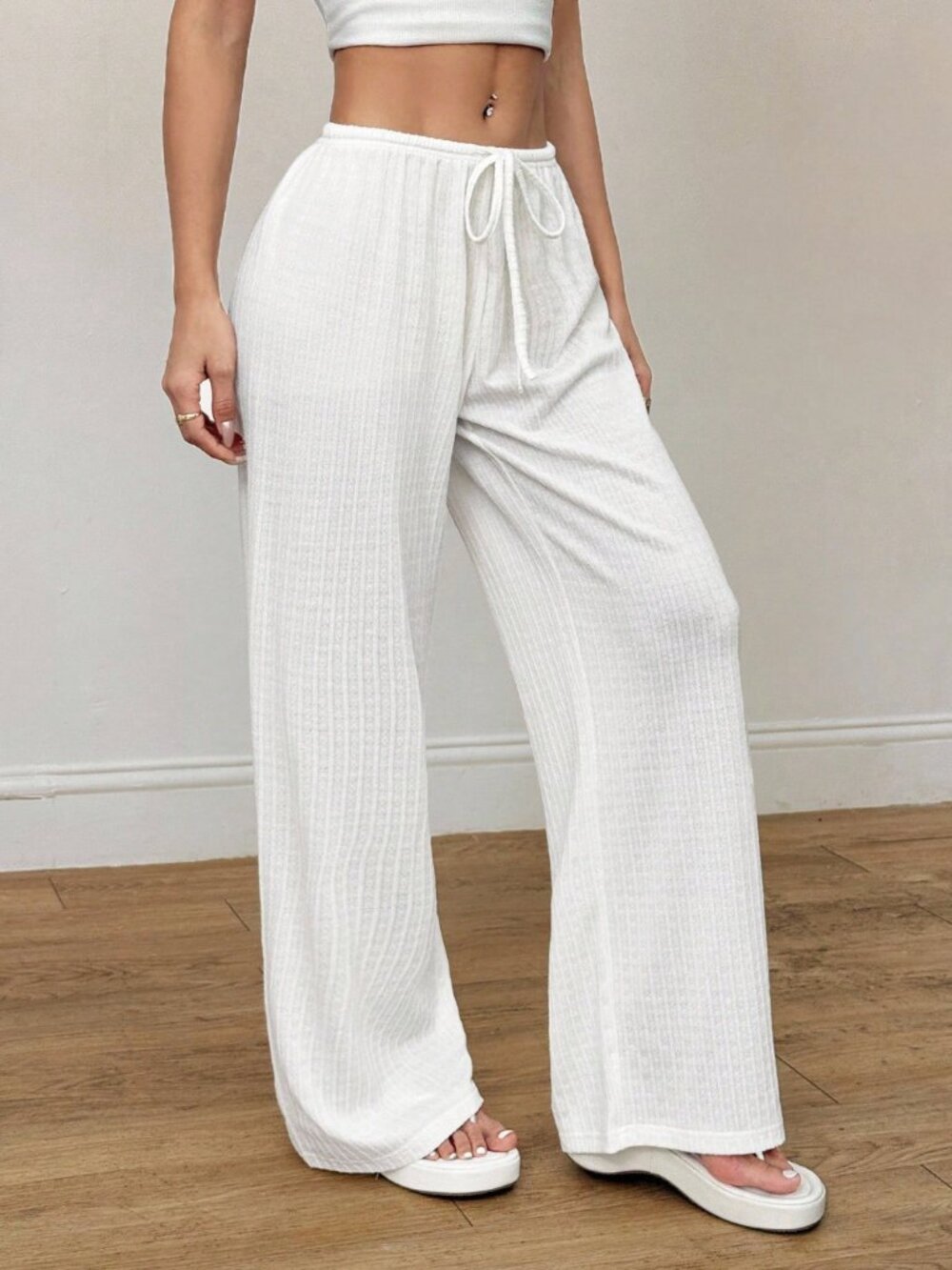 White Textured Bathing Suit Cover Up Pants Summer Vacation Beach Petite Size XXS
